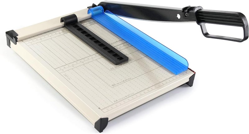 Qcdou Guillotine Paper Cutter A4, Paper Cutting Board, Heavy Duty Paper Trimmer with Safety Guard, 12 Sheets Capacity, Paper Guillotine for Cardstock, Photos, Scrapbooking, Office, Classroom, Studio - Image 1